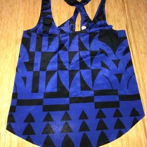 Urban Outfitters crossback blue geometric tank